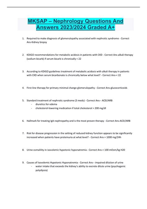 Read Mksap 16 Nephrology Questions 