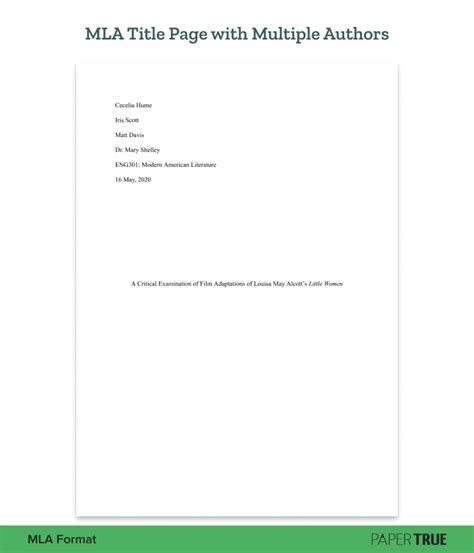 Mla Format Title Page