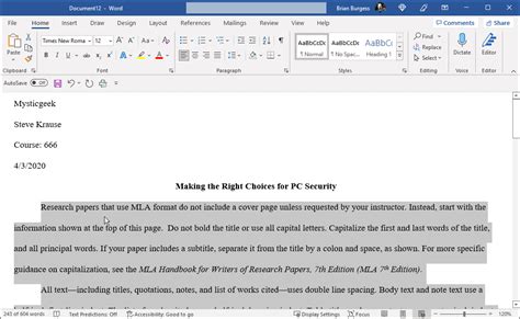 Read Mla Paper Format Microsoft Word 