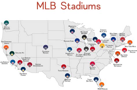 Mlb Baseball Stadiums Map