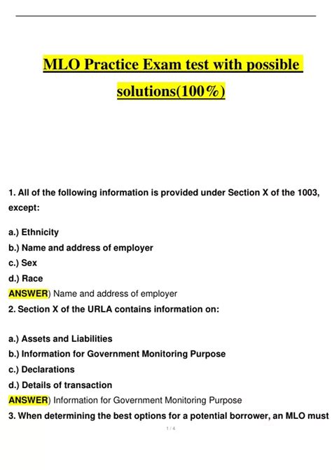 Mlo Exam Questions