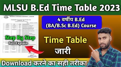 Mlsu Ba B Sc B Com Time Table 2018 Part 1st 2nd 3rd Year