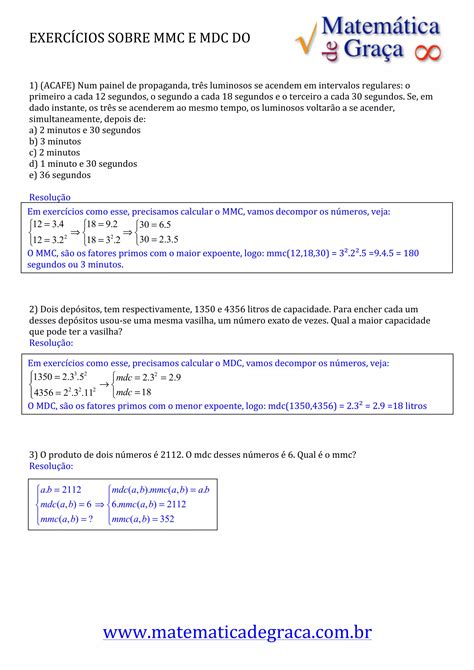 Mmc E Mdc Exercícios