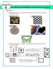 Mmw Worksheet 1 1 Patterns And Numbers In Patterns In Nature Worksheet - Patterns In Nature Worksheet
