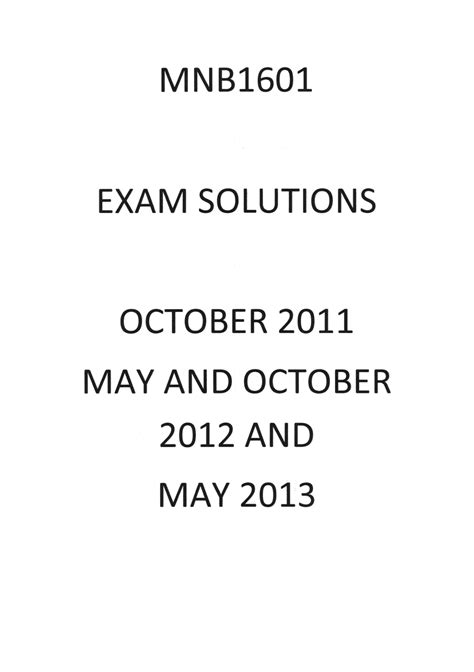 Full Download Mnb1601 Exam Papers 2011 And Solution 