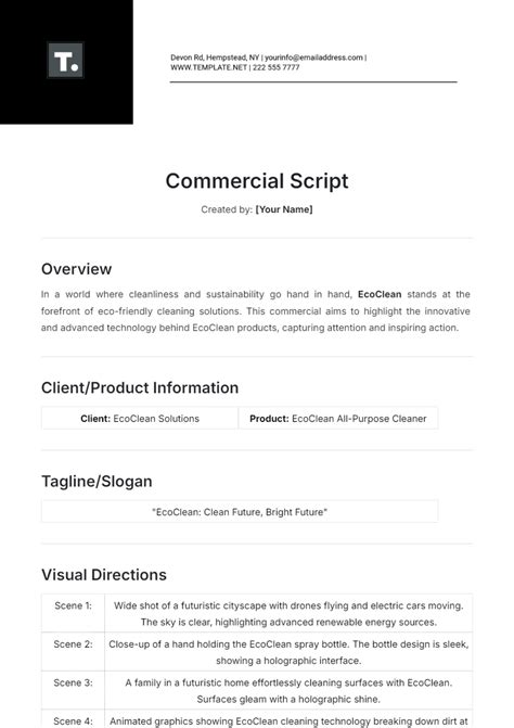 mock commercial script