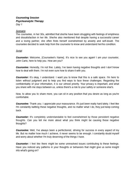 Mock Counseling Session Script