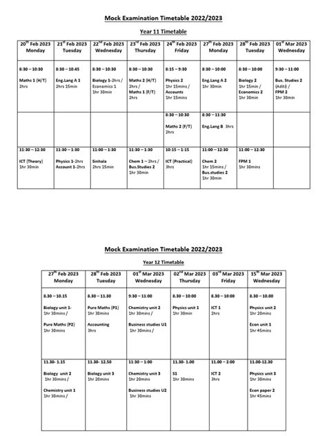 mock examination ss2