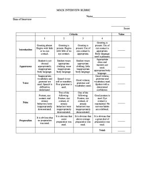 mock interview rubric for high school students