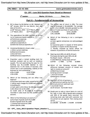 Read Mock Test Paper For Cpt June 2013 