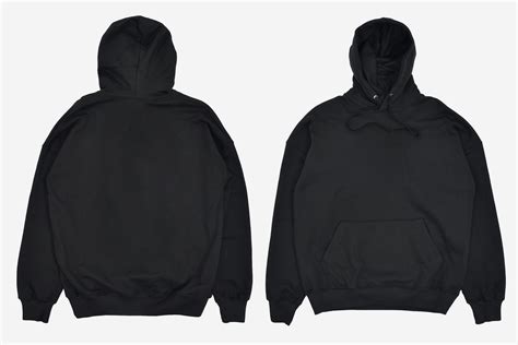 Mockup Of A Black Hoodie With A Hood Template Hitam Polos - Template Hitam Polos