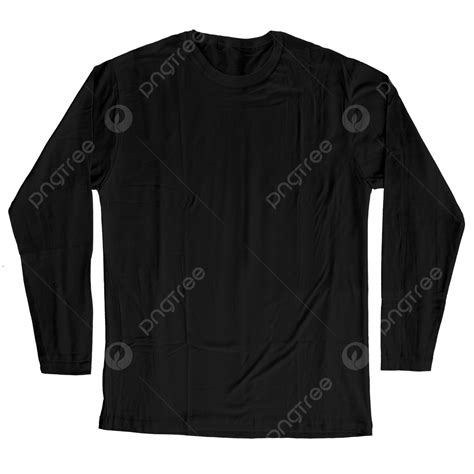 Mockup Tshirt Lengan Panjang Hitam Kosong Png Gratis Baju Kaos Hitam Polos Depan Belakang - Baju Kaos Hitam Polos Depan Belakang
