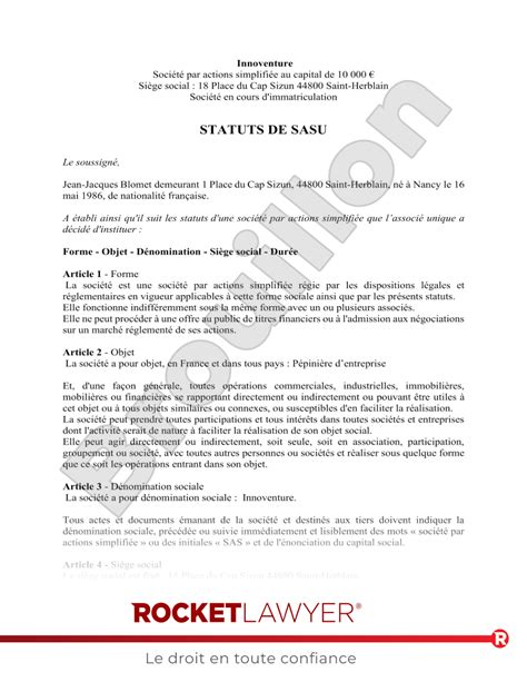 Modèle Gratuit Des Statuts Du0027association France Documentslégaux Statuts Association Modèle - Statuts Association Modèle
