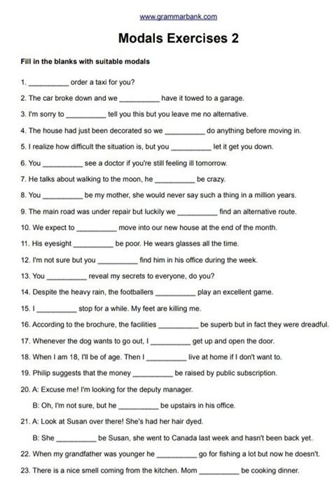 modals exercises 2 grammarbank com