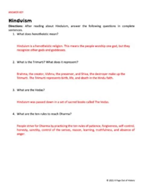 model answer for hinduism a level