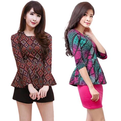 Model Baju Batik Wanita Remaja Seragam Sinoman Batik Kombinasi - Seragam Sinoman Batik Kombinasi