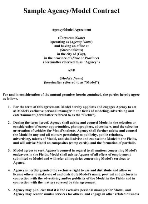 model contract sample Free Printable Documents Model contract