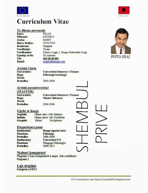 model cv shqiptare