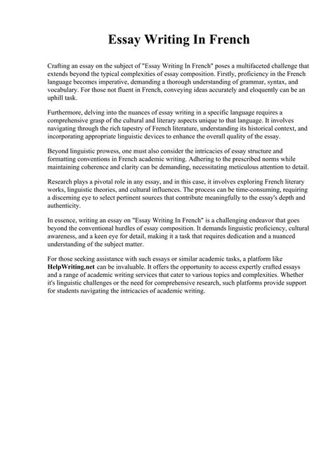 Model Essay For French A Level