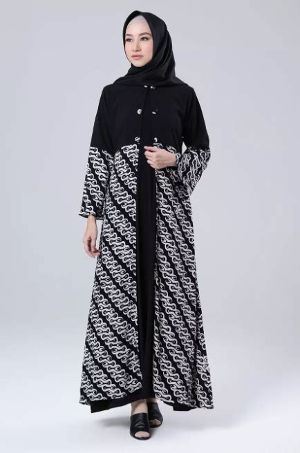 model gamis blazer batik kombinasi polos