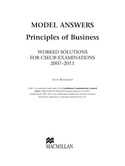 Download Model Answers Principles Of Business 