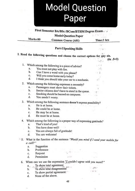 Read Model Question Paper For 10 