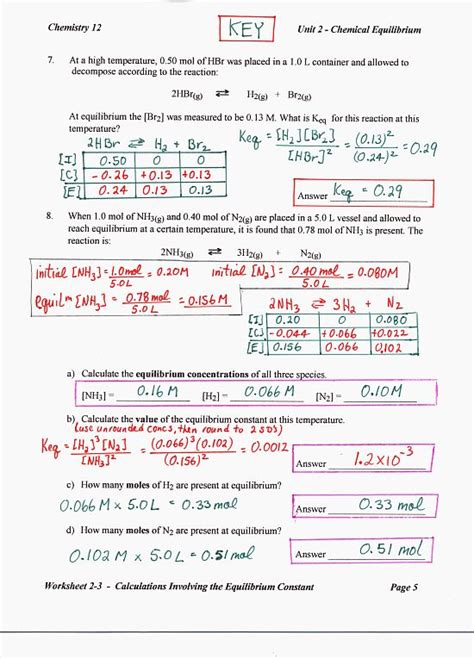 Modeling Chemistry Unit 3 1 Answer Key
