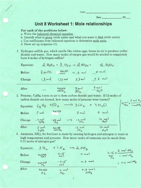 Modeling Chemistry Unit 8 1 Answers