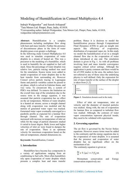 Modeling Of Humidification In Comsol Multiphysics 4