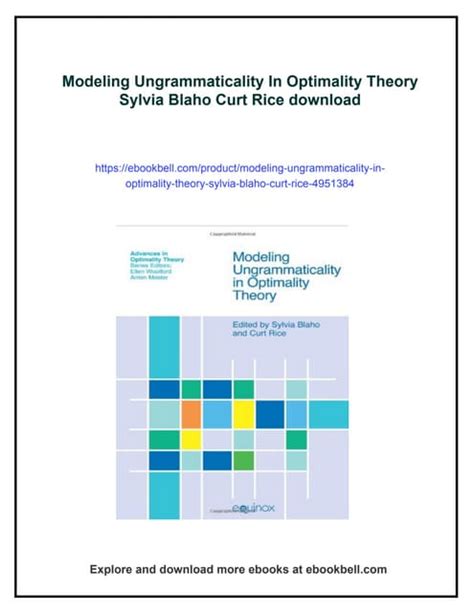 Modeling Ungrammaticality In Optimality Theory Advances In Optimality Theory