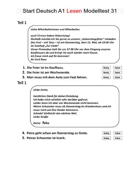 Modelltest Start Deutsch A1