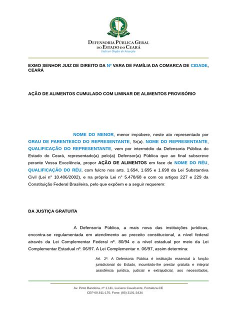 Modelo Ação De Alimentos