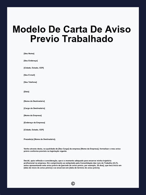 Modelo De Aviso Previo