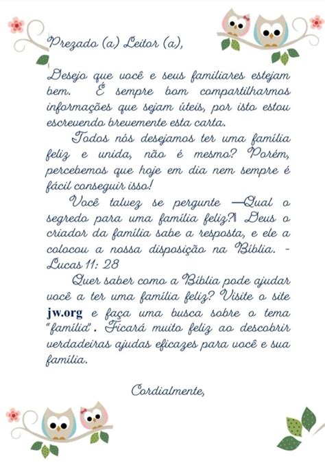 Modelo De Carta Jw