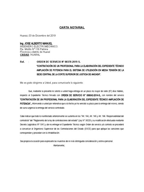 Modelo De Carta Notarial De Rechazo De Servicios No Solicitados