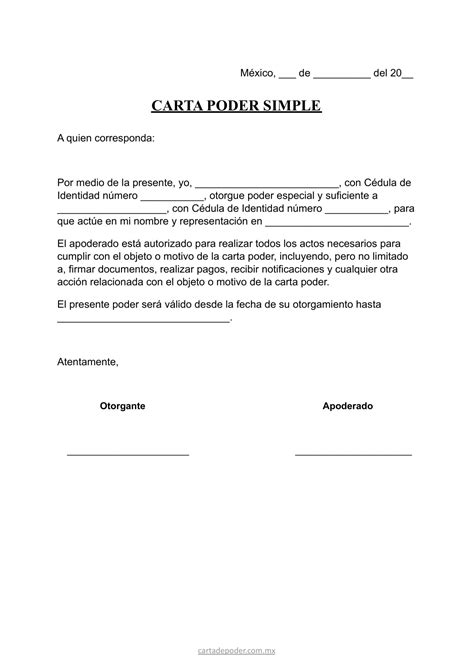 Modelo De Carta Poder Simple Word