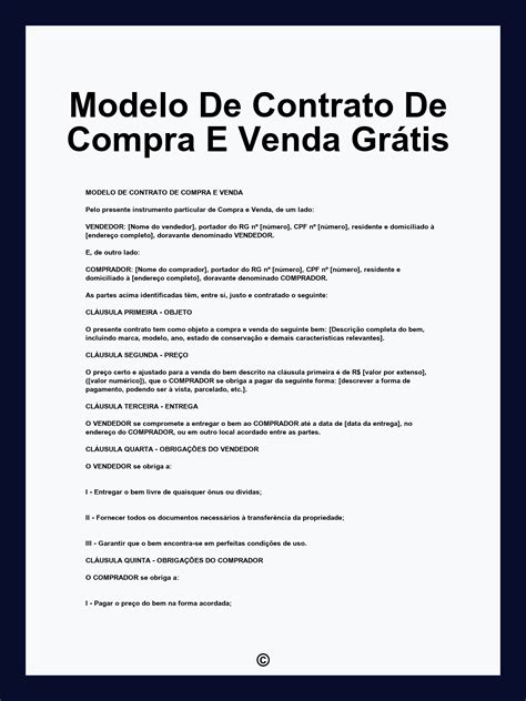 Modelo De Contrato Compra E Venda