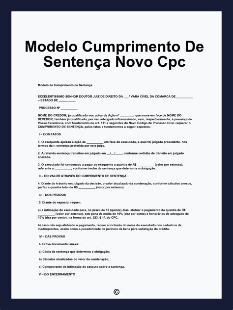 Modelo De Cumprimento De Sentenca