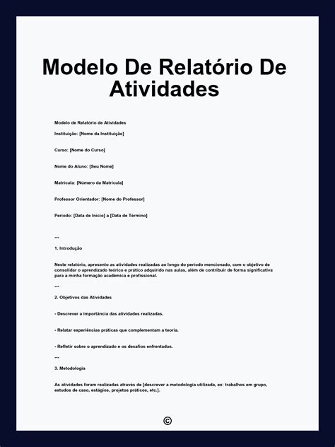 Modelo De Relatorio