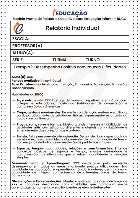 Modelo De Relatório Da Educação Infantil