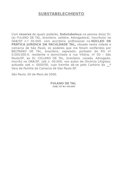 Modelo De Substabelecimento