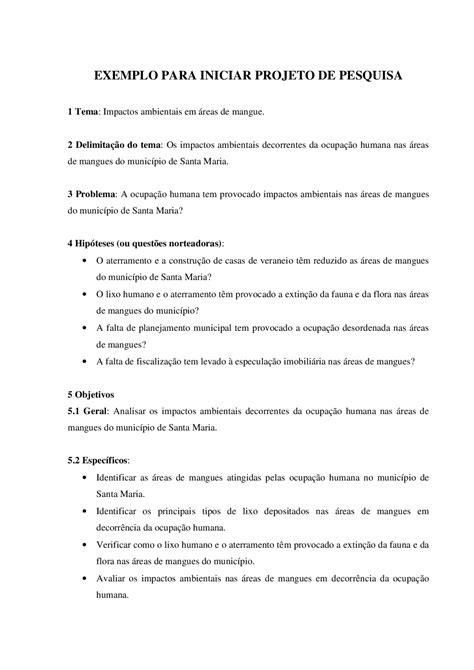 Modelo De Um Projeto De Pesquisa