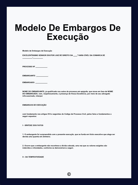 Modelo Embargos A Execução