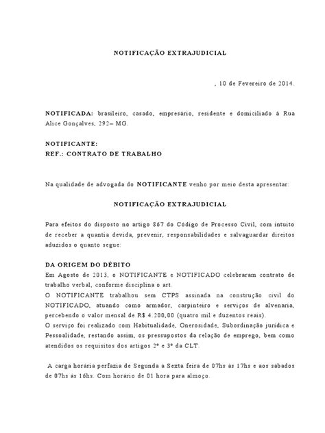 Modelo Notificação Extrajudicial