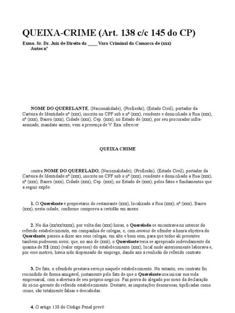 Modelo Queixa Crime