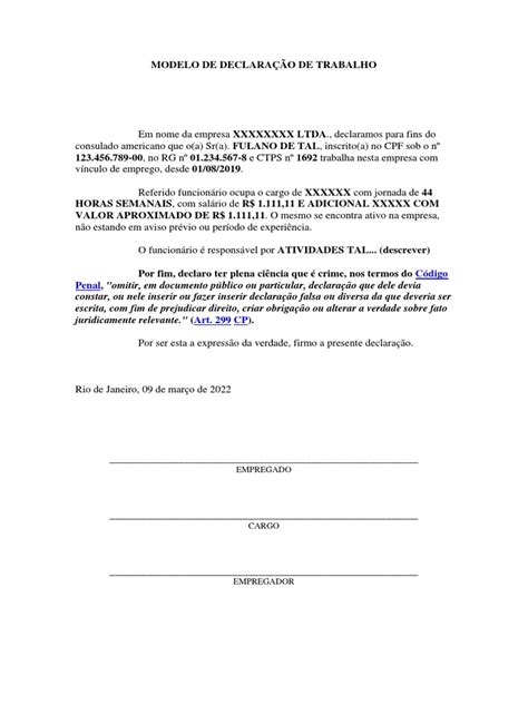 Modelos De Declaração