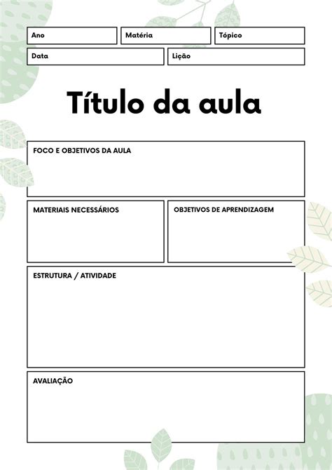 Modelos De Plano De Aula