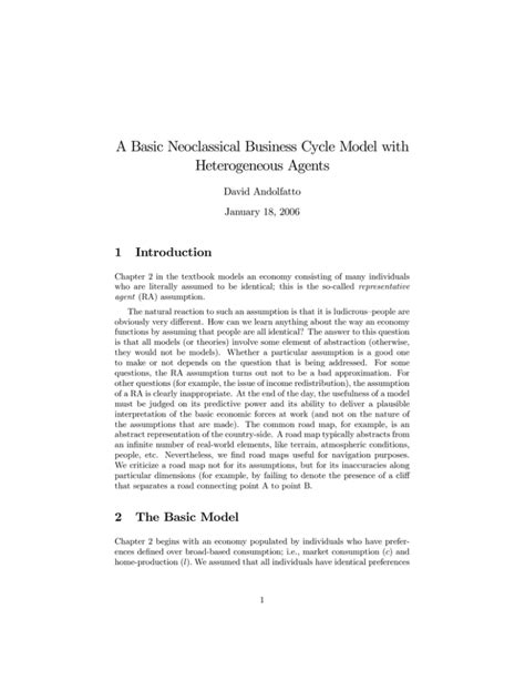 Read Online Models With Heterogeneous Agents Introduction 