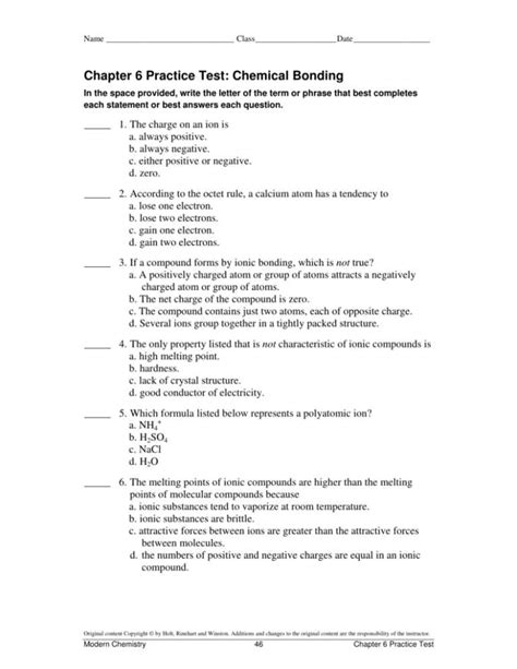 Modern Chemistry Chapter 4 2 Review Answers