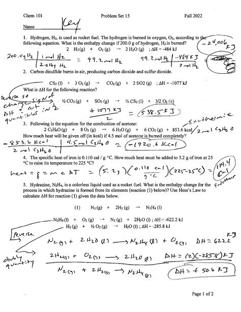 Modern Chemistry Practice Problems Answers
